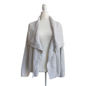 Christopher & Banks Cardigan Womens Size L Light Gray Silver Sparkle Open Front